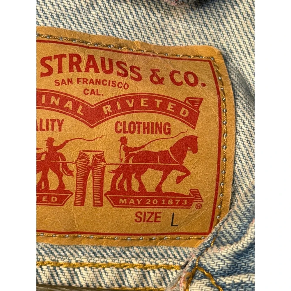 VTG Levi Strauss Denim Jacket‎ Light Wash Trucker Jean Coat Girls Large Girls